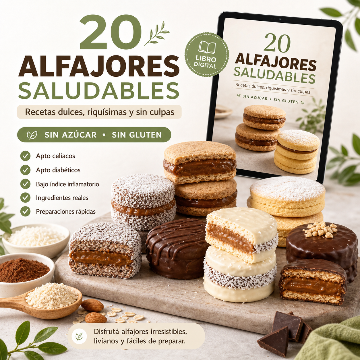 Alfajores sin azucar ni gluten - 20 recetas