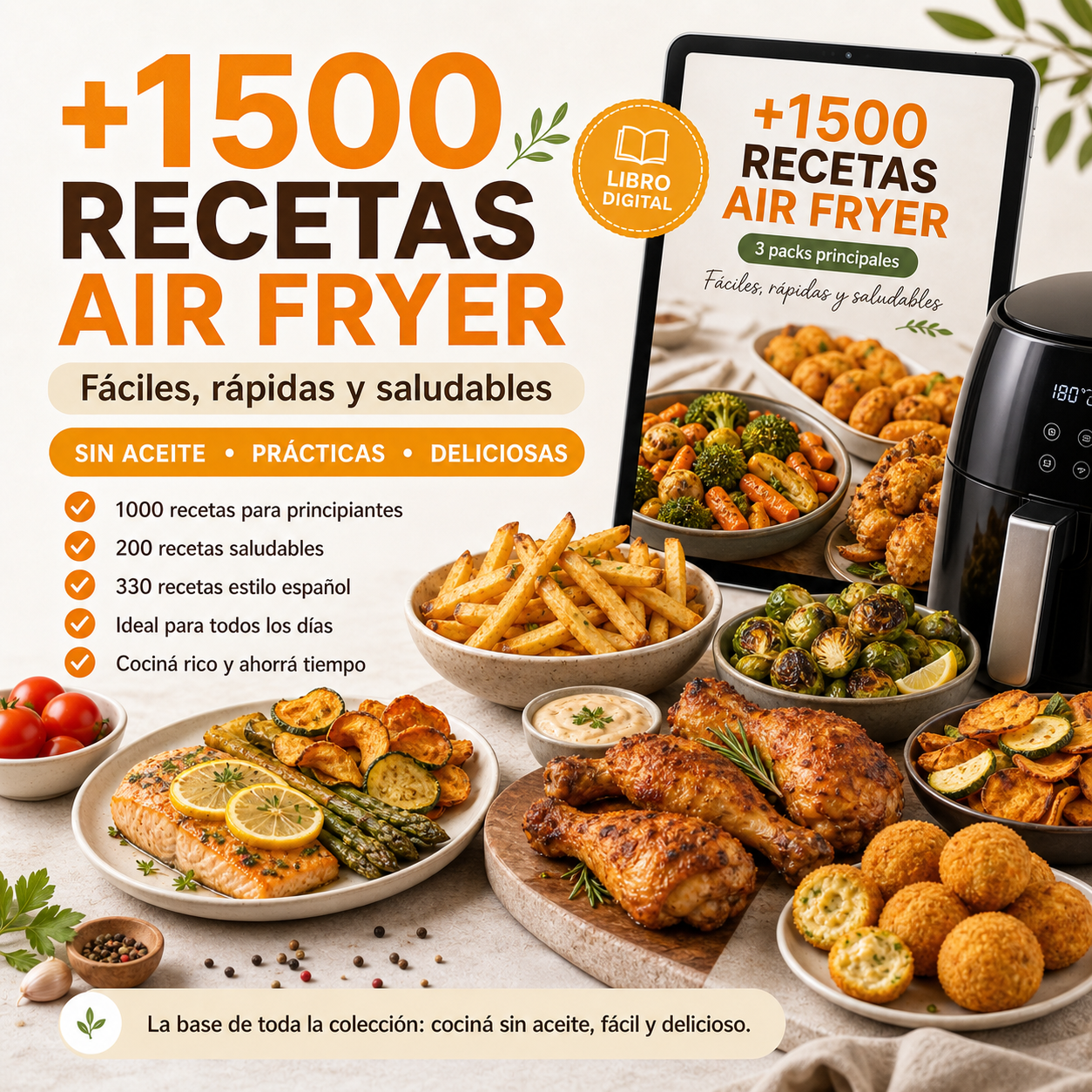 +1500 recetas para Freidora de Aire (Air fryer)